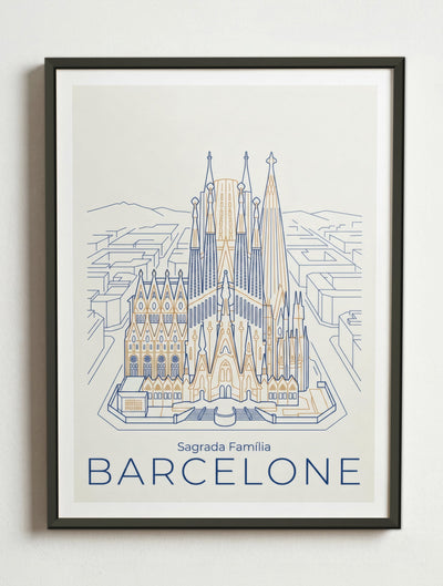 Affiche Barcelone – Cadre métal