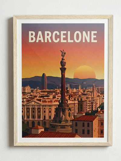 Affiche de Barcelona – Cadre bois