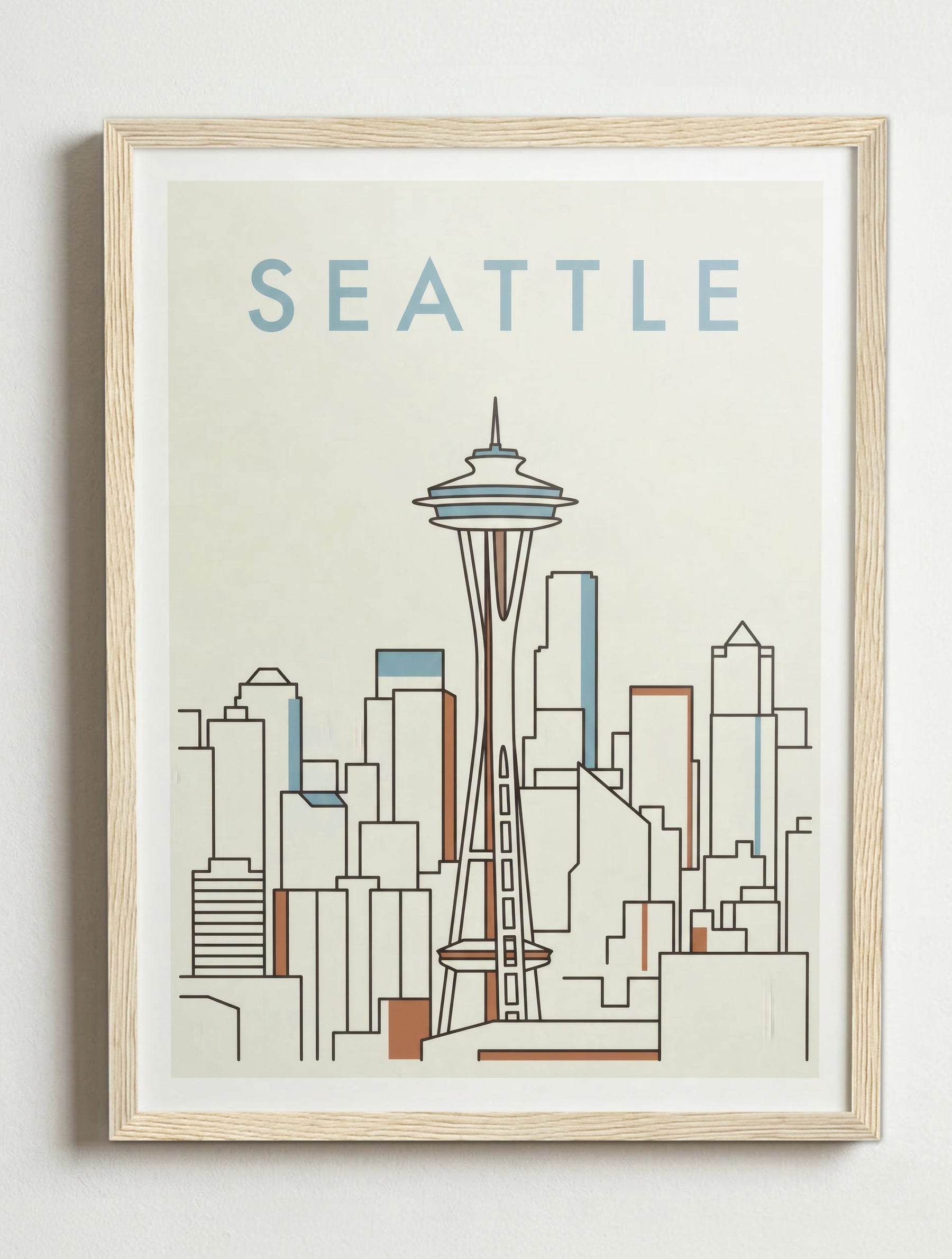 Affiche de Seattle – Cadre bois