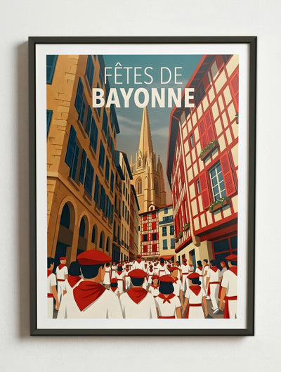 Affiche de Bayonne – Cadre métal