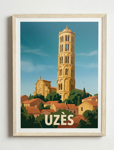 Affiche de Uzès – Cadre bois