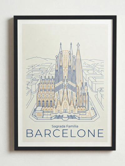 Affiche Barcelone – Cadre noir