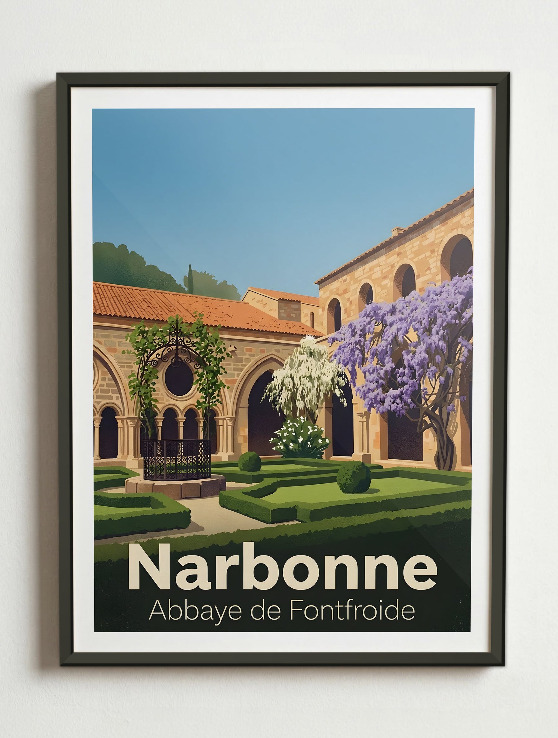 Affiche de Narbonne - Abbaye de Fontfroide – Cadre métal