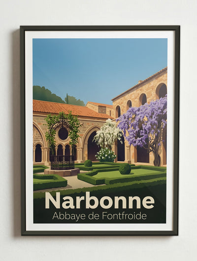 Affiche de Narbonne - Abbaye de Fontfroide – Cadre métal