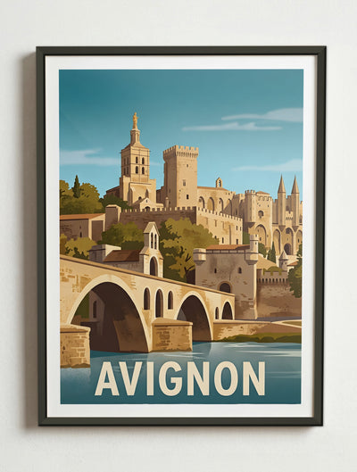 Affiche de Avignon, France - Pont Saint-Bénezet (Le Pont d'Avignon) – Cadre métal