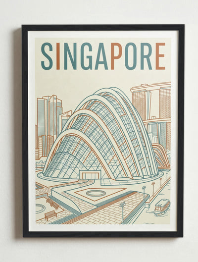 Affiche de Singapore – Cadre noir