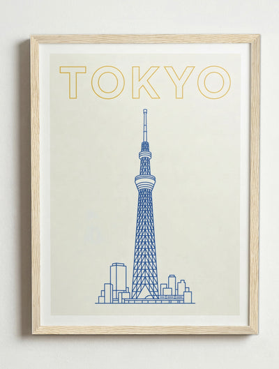 Affiche Tokyo — Tokyo Skytree | Travel Poster – Cadre bois
