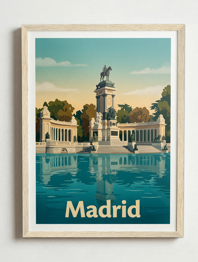 Affiche de Madrid - Parc du retiro – Cadre bois