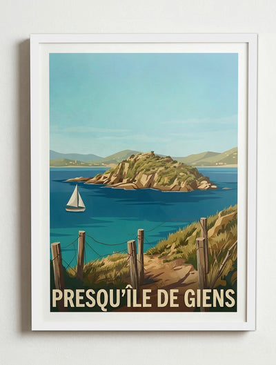 Affiche de la Presqu'Île de Giens – Cadre blanc