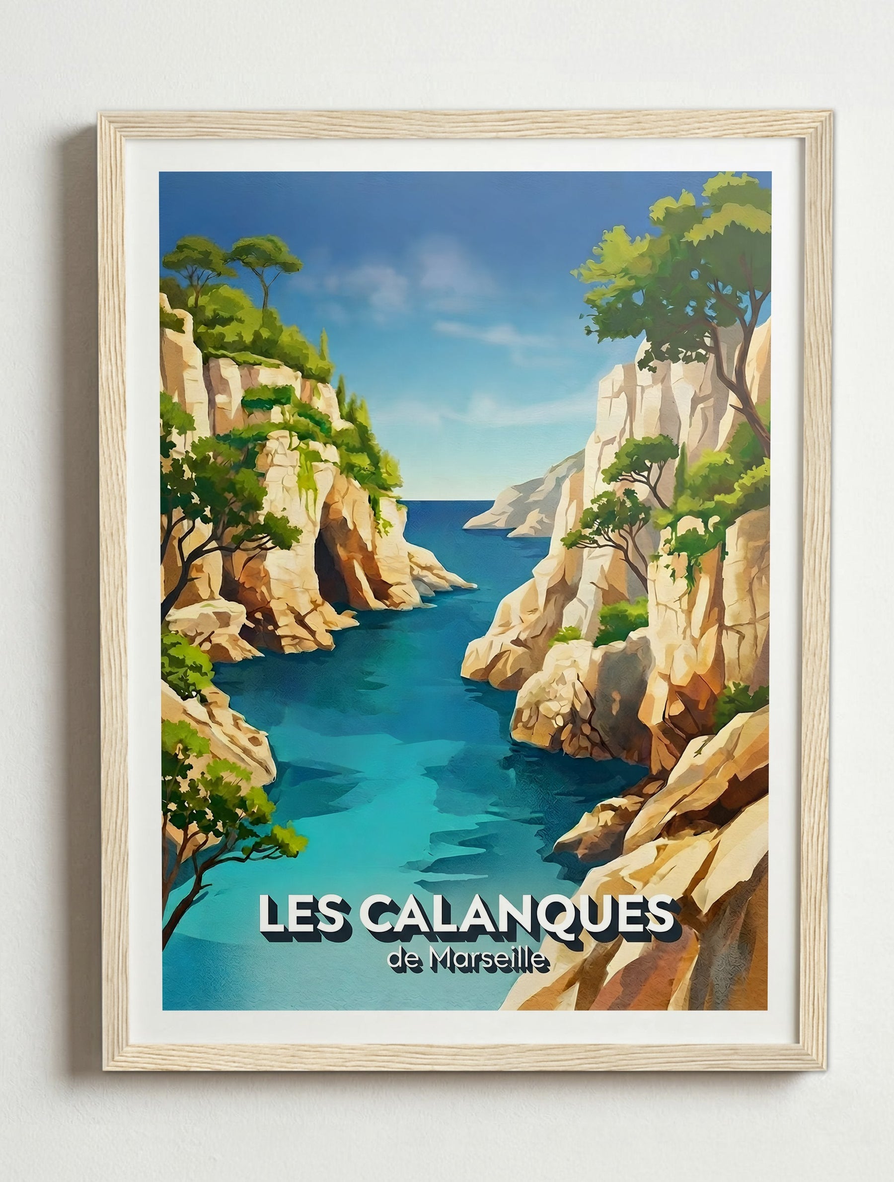 Affiche des Calanques de Marseille – Cadre bois