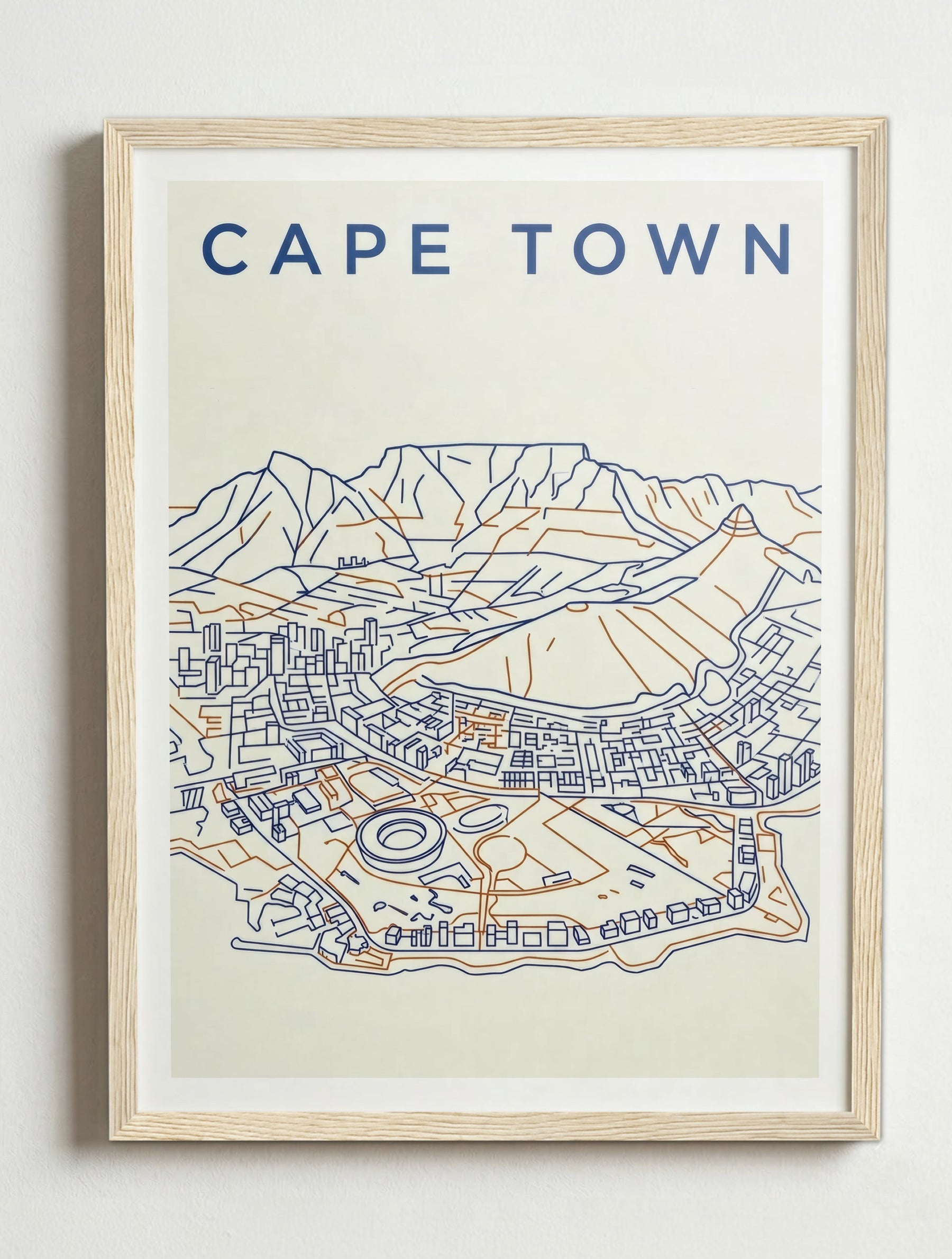 Affiche de Cape Town – Cadre bois