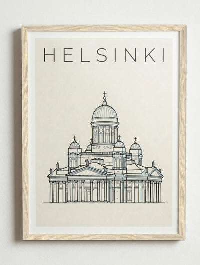 Affiche de Helsinki – Cadre bois