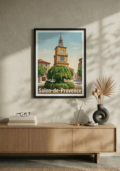 Affiche de Salon-de-Provence - Fontaine Moussue avec l'Horloge en fond – Lifestyle
