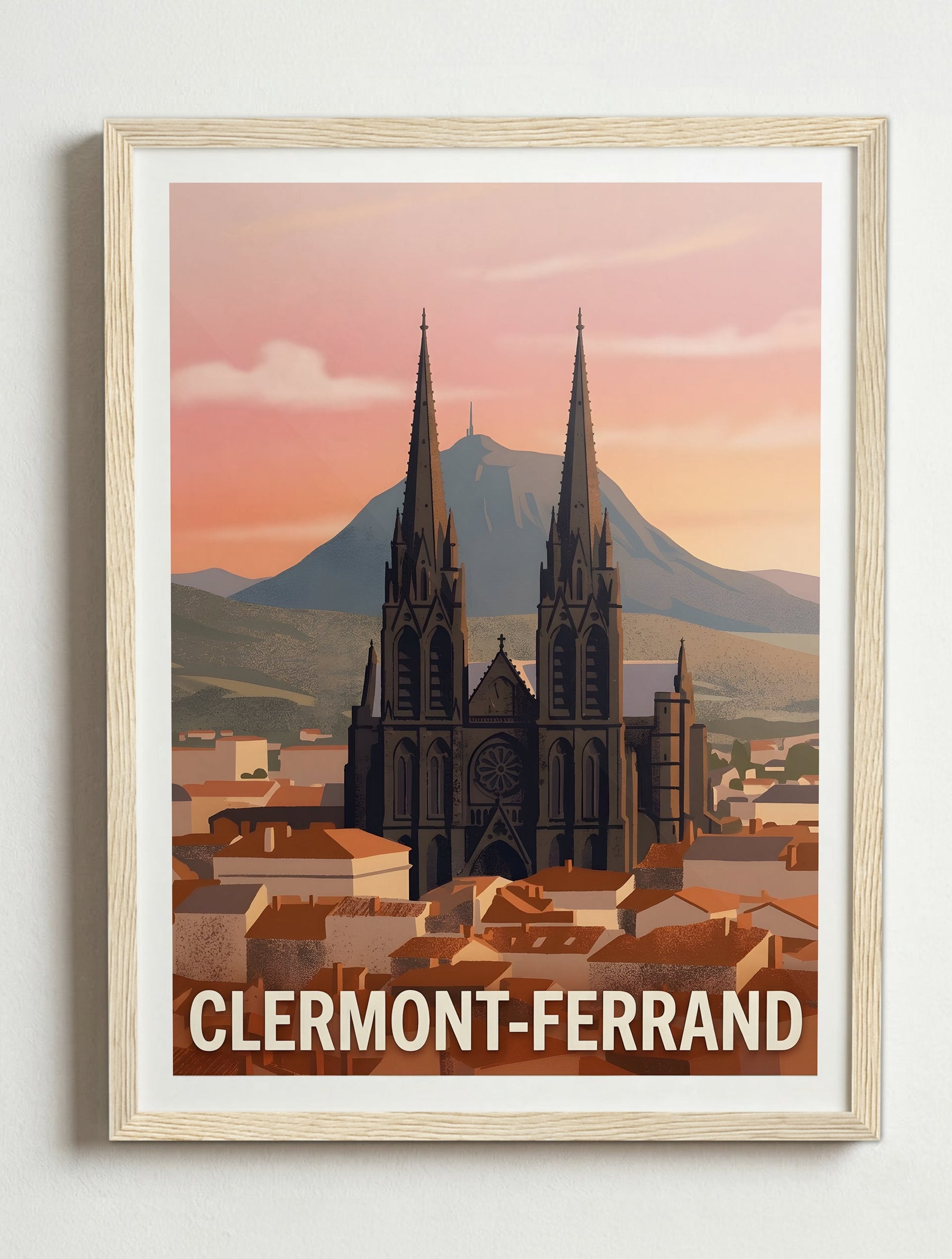 Affiche de Clermont-Ferrand – Cadre bois
