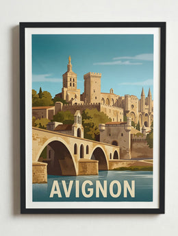 Affiche de Avignon, France - Pont Saint-Bénezet (Le Pont d'Avignon) – Cadre noir