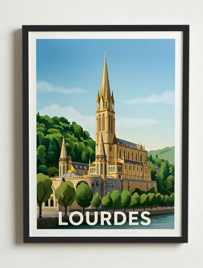 Affiche de Lourdes – Cadre noir
