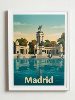 Affiche de Madrid - Parc du retiro – Cadre blanc