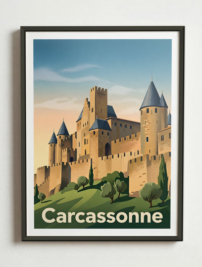 Affiche de Carcassonne - Cité de Carcassonne – Cadre métal