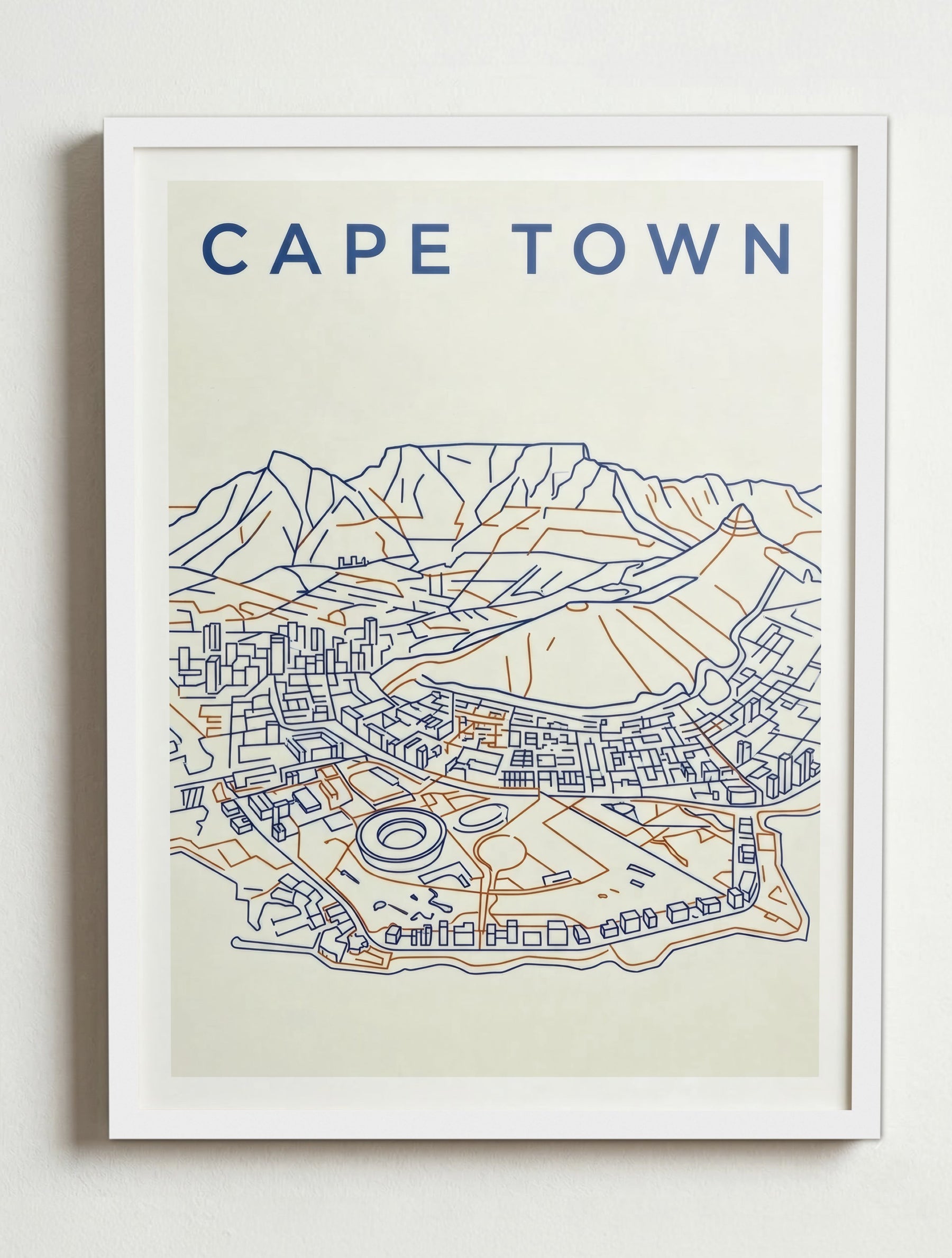 Affiche de Cape Town – Cadre blanc