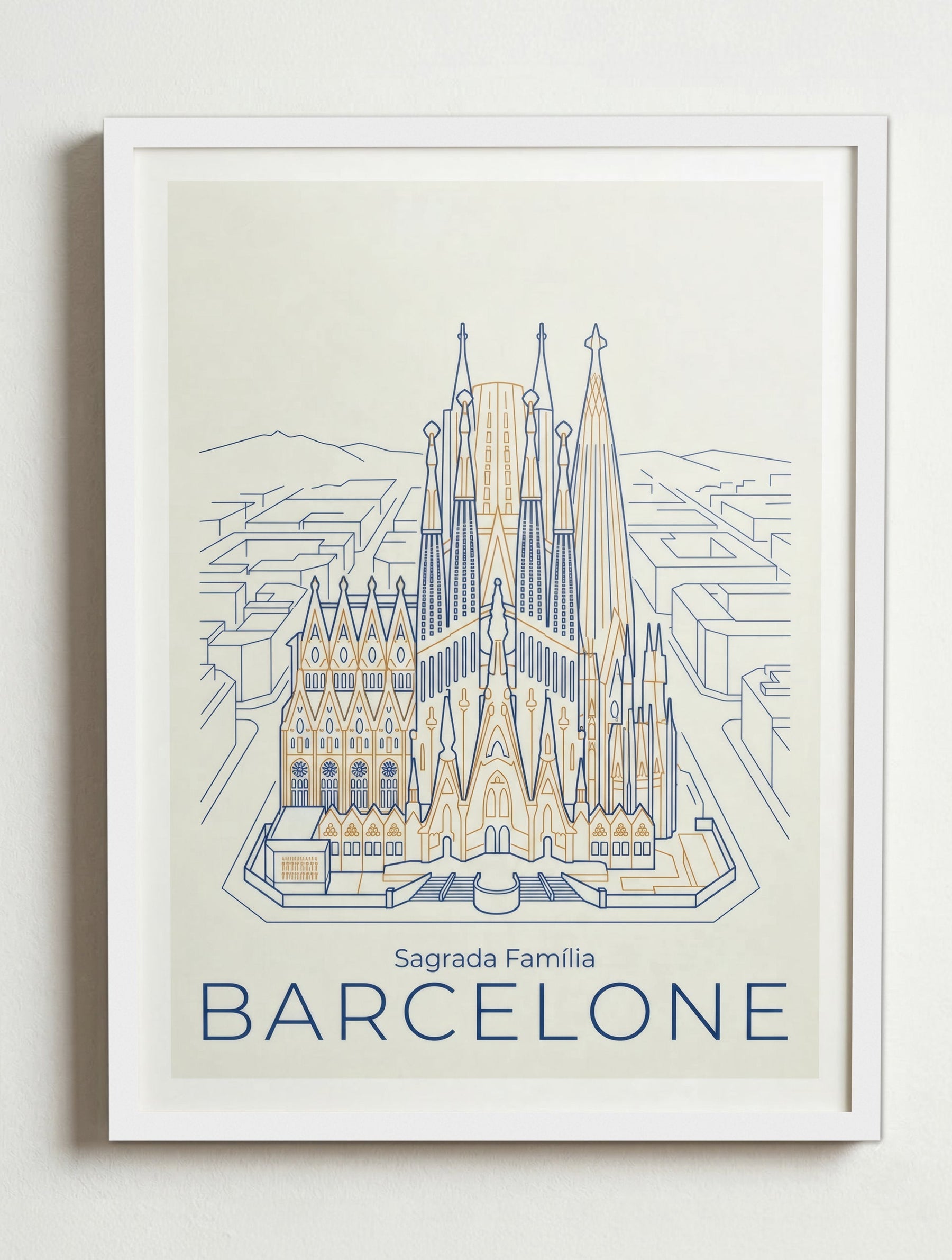 Affiche Barcelone – Cadre blanc