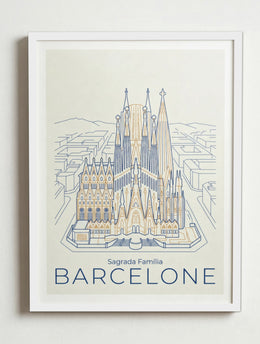 Affiche Barcelone – Cadre blanc