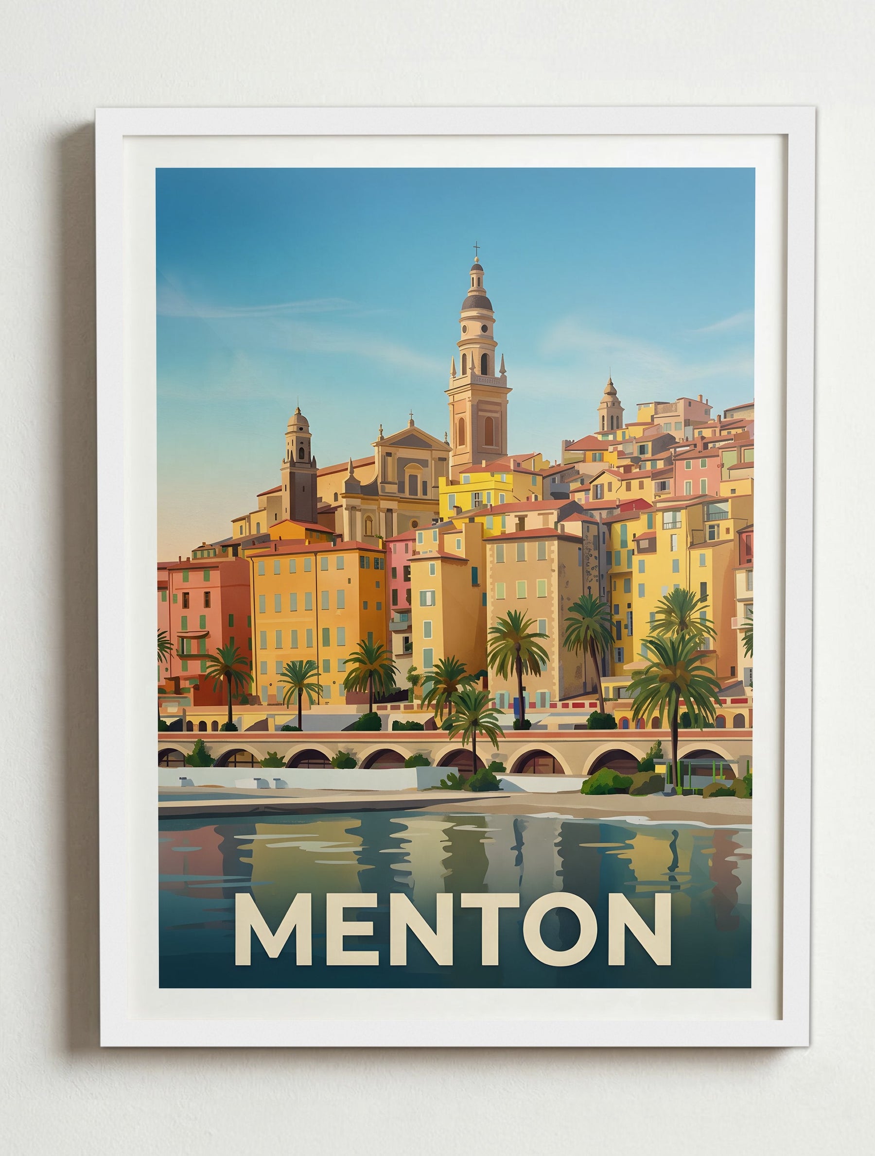 Affiche de Menton – Cadre blanc