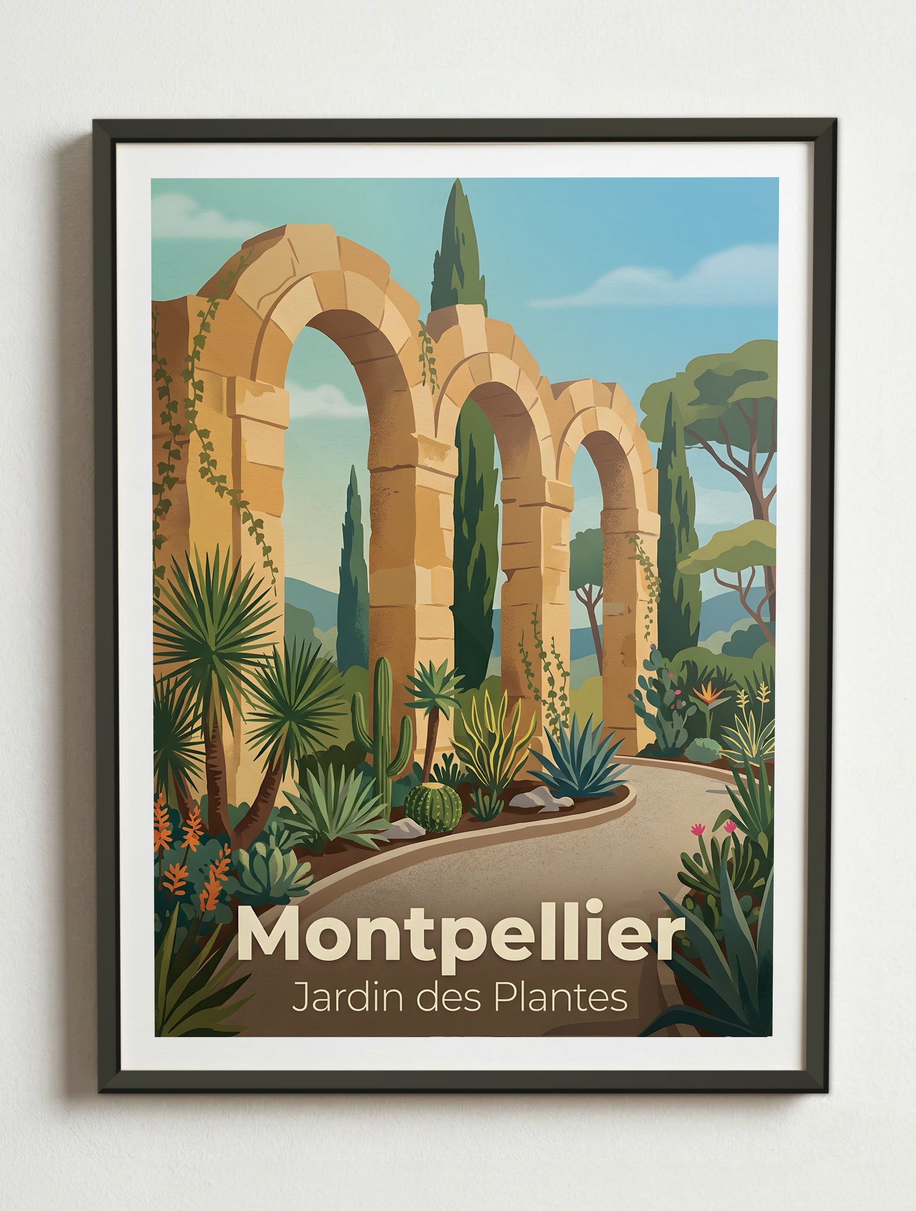 Affiche de Montpellier - Jardin des Plantes de Montpellier – Cadre métal