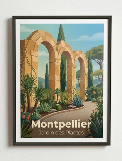 Affiche de Montpellier - Jardin des Plantes de Montpellier – Cadre métal
