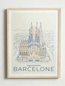 Affiche Barcelone – Cadre bois