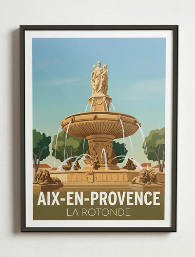 Affiche de Aix-en-Provence - la Rotonde – Cadre métal