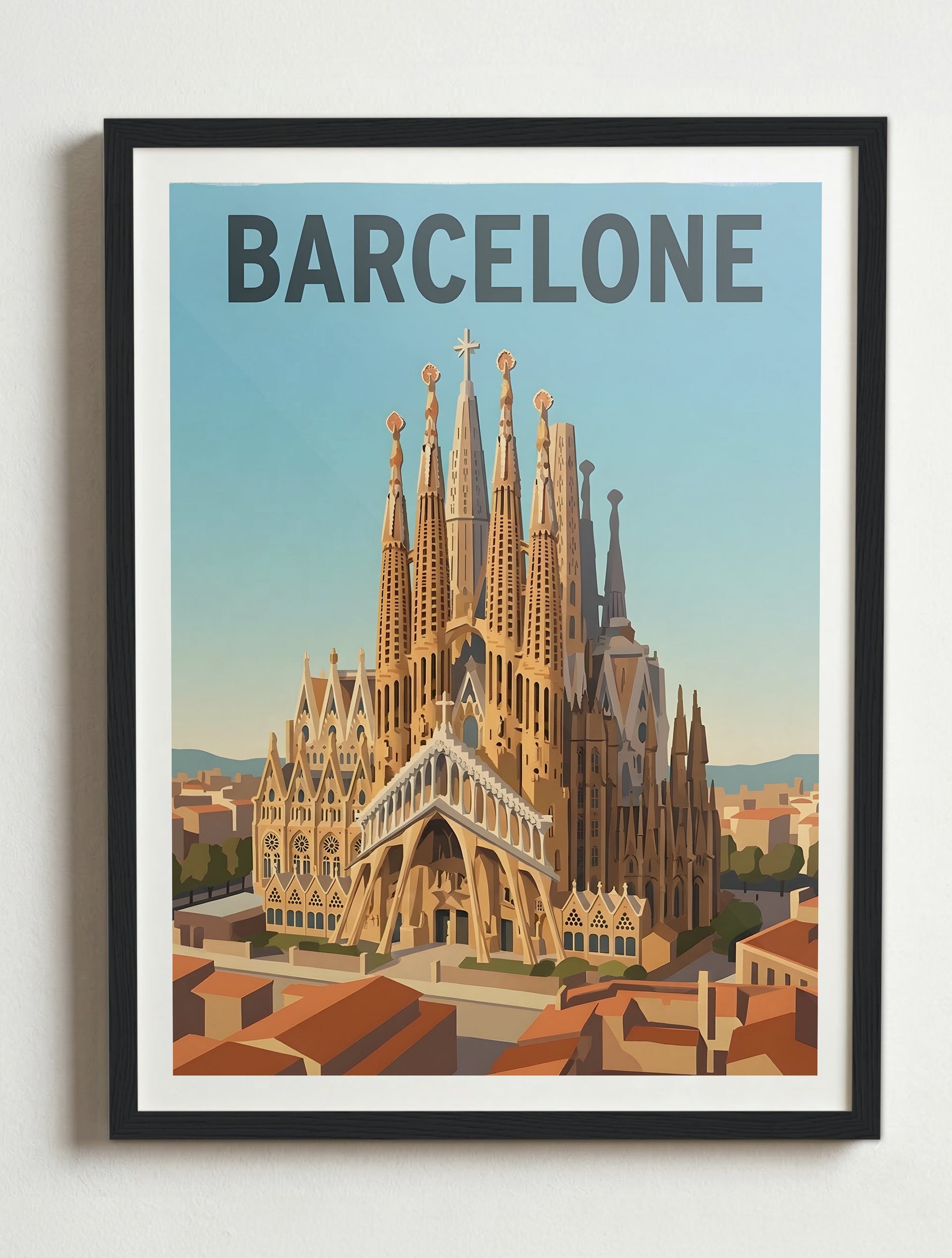 Affiche de Barcelone - Sagrada Familia – Cadre noir