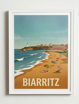 Affiche de Biarritz – Cadre blanc