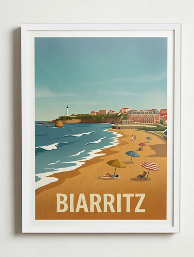 Affiche de Biarritz – Cadre blanc