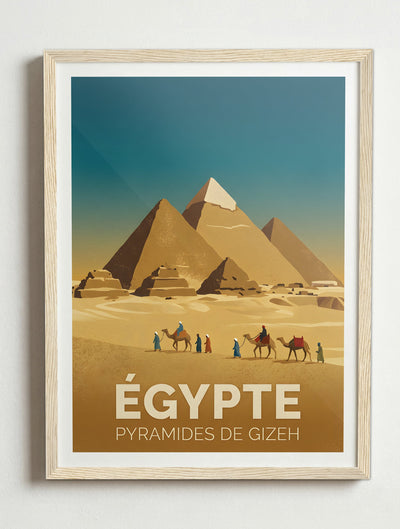 Affiche de Égypte - Pyramides de Gizeh – Cadre bois