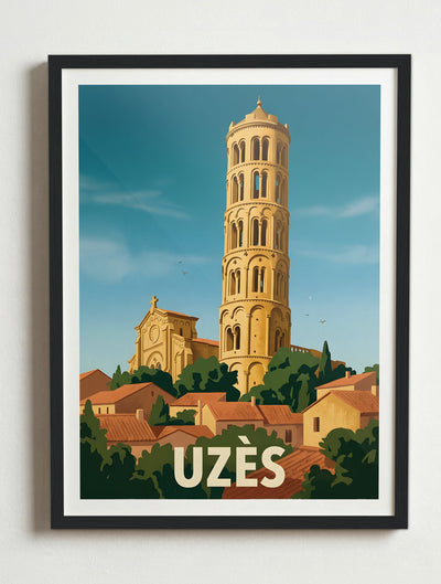 Affiche de Uzès – Cadre noir