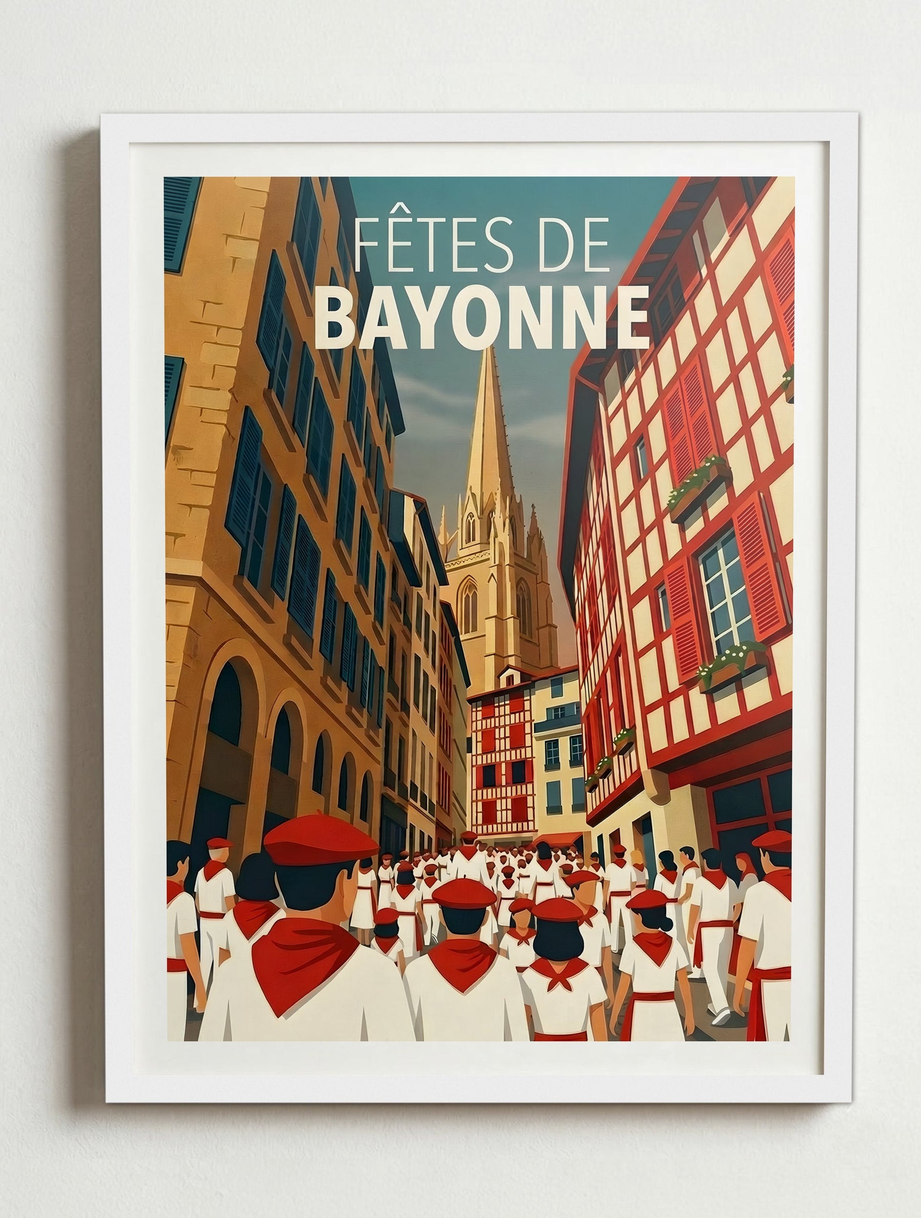 Affiche de Bayonne – Cadre blanc