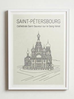Affiche de Saint-Pétersbourg – Cadre blanc