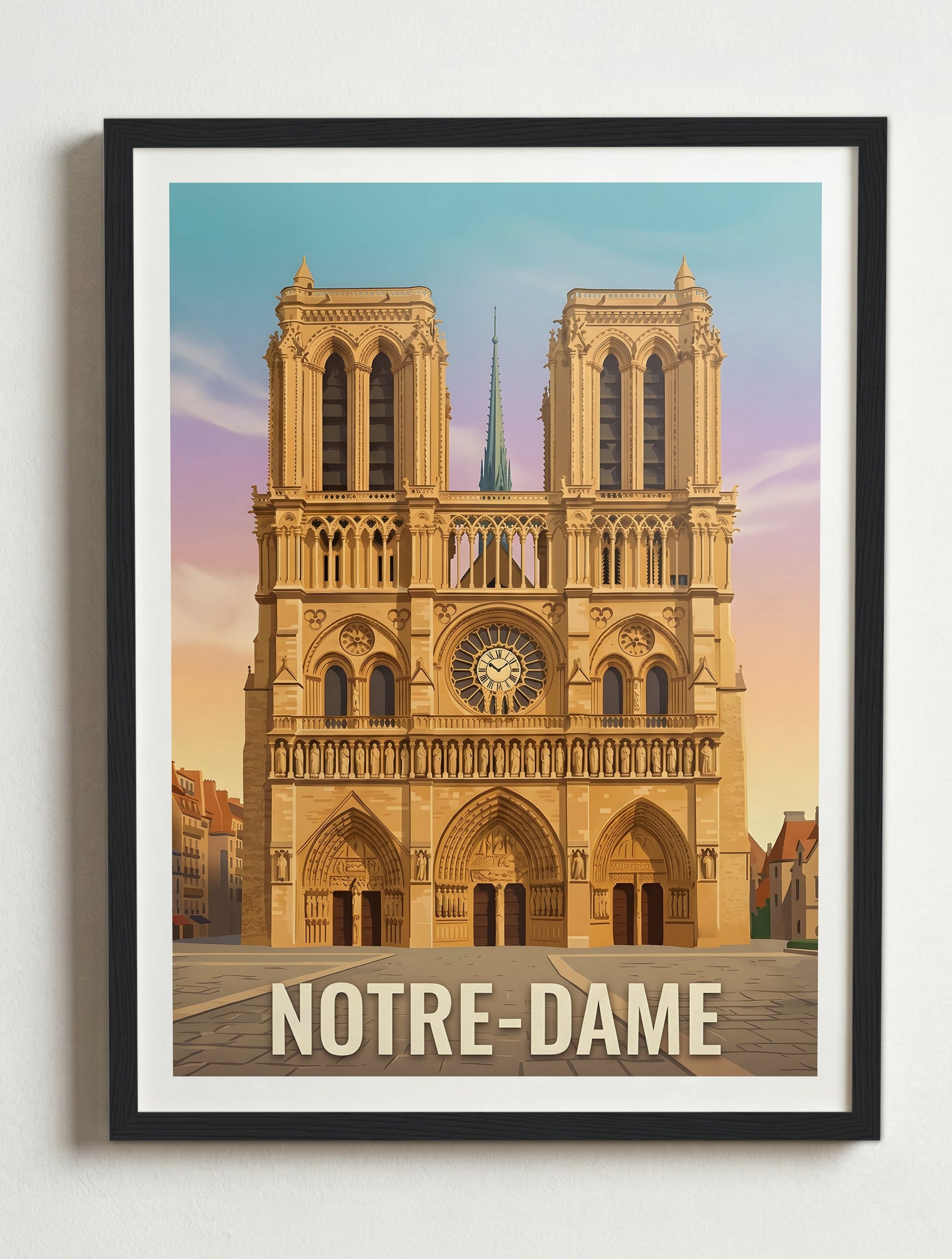 Affiche de Paris - Cathédrale Notre-Dame de Paris – Cadre noir