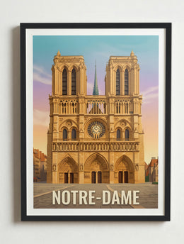 Affiche de Paris - Cathédrale Notre-Dame de Paris – Cadre noir