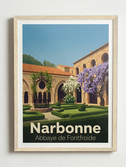Affiche de Narbonne - Abbaye de Fontfroide – Cadre bois
