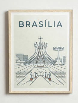 Affiche de Brasília – Cadre bois