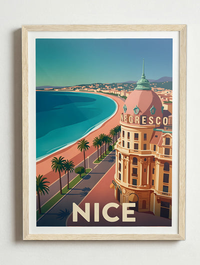Affiche de Nice - Promenade de Anglais – Cadre bois