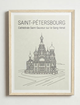 Affiche de Saint-Pétersbourg – Cadre bois