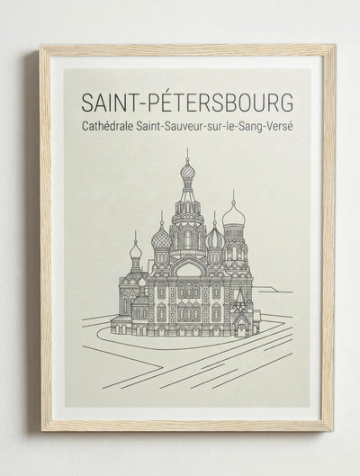 Affiche de Saint-Pétersbourg – Cadre bois