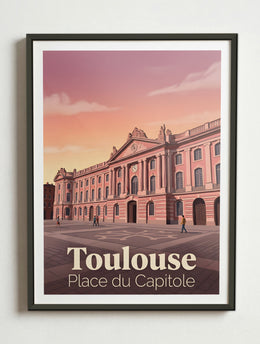 Affiche de Toulouse - Place du Capitole – Cadre métal