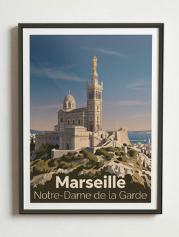 Affiche de Marseille - Basilique Notre-Dame de la Garde – Cadre métal