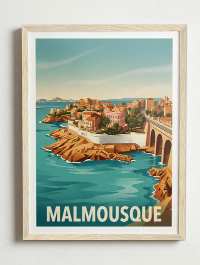 Affiche de Marseille - Malmousque – Cadre bois