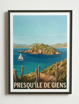 Affiche de la Presqu'Île de Giens – Cadre métal