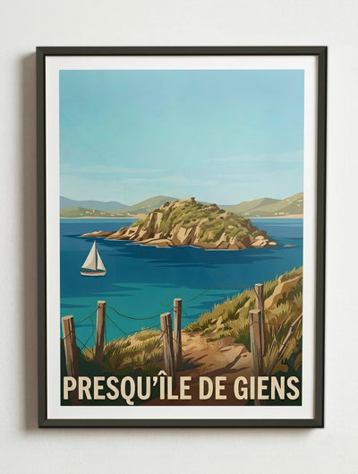 Affiche de la Presqu'Île de Giens – Cadre métal