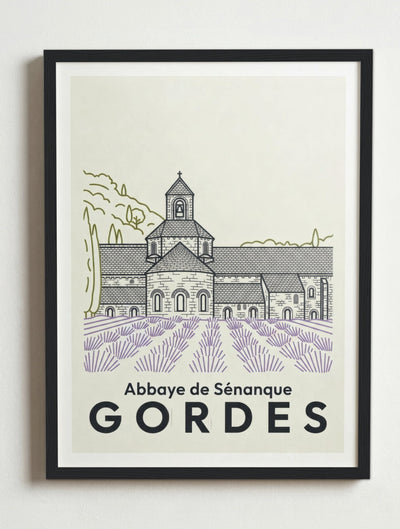 Affiche de Gordes – Cadre noir